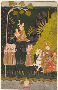 Maharaja Abhai Singh, Jeździectwo, Oglądanie huśtających się dziewcząt na festiwalu Teej, ok. 1930 r. 1740. autorstwa Unbekannt
