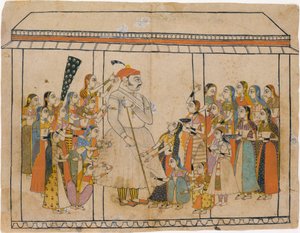 Maharaja Raj Singh uwielbiany przez swoje damy, ca. 1710-20. autorstwa Unbekannt