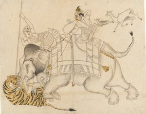 Mahrao Shatru Salli 1866-89 Polowanie na tygrysa, ca. 1866-89. autorstwa Unbekannt