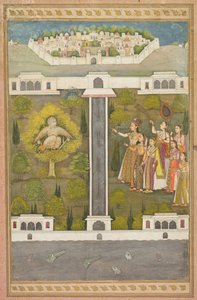 Mahliqa, córka cesarza Chin, Wskazując na człowieka-ptaka Khwaja Mubarak..., c. 1710. autorstwa Unbekannt
