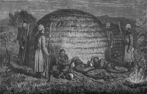 Major Marter i jego ludzie strzegący Cetewayo w rodzimym Kraal, ok. 1880 r. autorstwa Unbekannt
