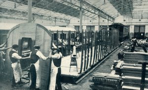 Budowa wagonu kolejowego, 1922. autorstwa Unbekannt