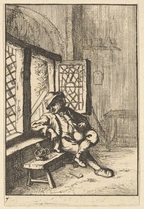 Człowiek siedzący przy oknie kopia, 1610-85. autorstwa Unbekannt