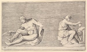 Człowiek ze skrzydłem, Człowiek z wazą i psem, wydana 1599-1622. autorstwa Unbekannt
