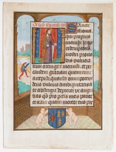 Liść rękopisu ze św. Tomaszem, z Księgi Godzin, ca. 1500. autorstwa Unbekannt