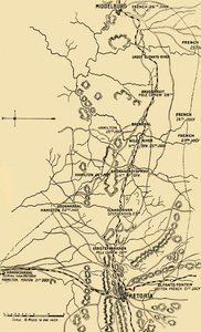 Mapa ilustrująca ruch na wschód z Eerstefabrieken do Middelburga, 1901. autorstwa Unbekannt