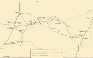 Mapa ilustrująca ruchy na rzecz pomocy w Kimberley i schwytania Bloemfontein, 1901. autorstwa Unbekannt