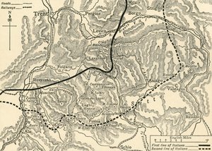 „Mapa ilustrująca austriacki atak w Trentino, maj 1916”, ok.1920. autorstwa Unbekannt