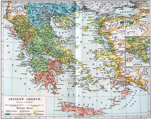 Mapa starożytnej Grecji, 1902 autorstwa Unbekannt