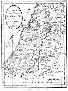 Mapa Kanaanu z podziałem na dwanaście plemion Izraela, ok. 1830 r autorstwa Unbekannt