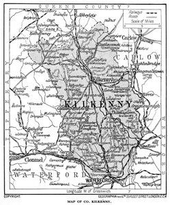 Mapa hrabstwa Kilkenny, Irlandia, 1924-1926 autorstwa Unbekannt