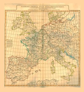 Mapa Europy, 1821. autorstwa Unbekannt
