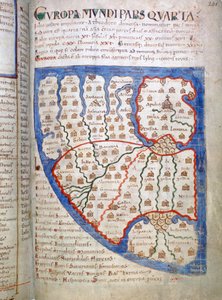 Mapa Europy, strona z Liber Floridus, XII wiek autorstwa Unbekannt