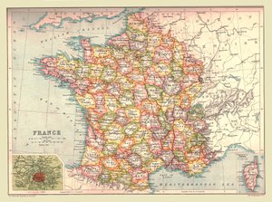 Mapa Francji, 1902. autorstwa Unbekannt