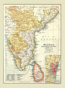 Mapa Madrasu, Hyderabadu, Mysore, Coorg i Cejlonu, 1902. autorstwa Unbekannt