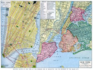 Mapa Nowego Jorku, USA, ok. 1930 autorstwa Unbekannt