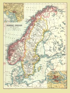 Mapa Norwegii i Szwecji, 1902. autorstwa Unbekannt