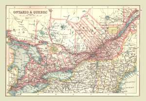 Mapa Ontario i Quebec, 1902. autorstwa Unbekannt