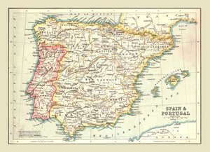 Mapa Hiszpanii i Portugalii, 1902. autorstwa Unbekannt
