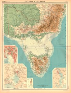 Mapa Wiktorii i Tasmanii autorstwa Unbekannt