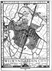 Mapa Welwyn Garden City, Hertfordshire, Anglia, 1926 r autorstwa Unbekannt