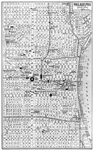 Mapa centrum Filadelfii, Pensylwania, USA, ok. 1930 r. autorstwa Unbekannt
