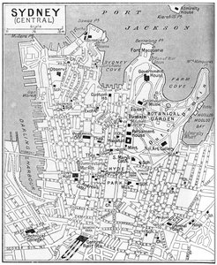 Mapa centralnego Sydney, Nowa Południowa Walia, Australia, c1924 autorstwa Unbekannt