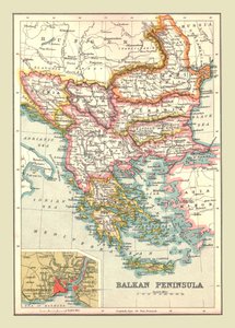 Mapa Półwyspu Bałkańskiego, 1902. autorstwa Unbekannt