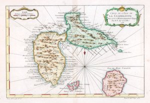 Mapa karaibskiej wyspy Gwadelupy, ok. 1764 r. autorstwa Unbekannt