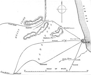 Mapa okolic Suakim, ok. 1885 r. autorstwa Unbekannt