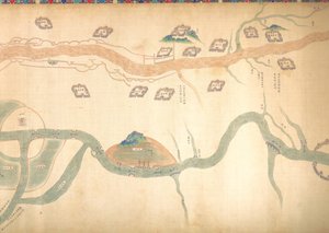 Mapa Wielkiego Kanału od Pekinu do rzeki Jangzi, koniec XVIII lub początek XIX wieku. autorstwa Unbekannt