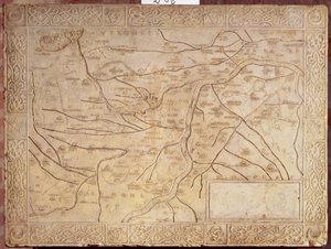 Mapa terytorium Mantui, wyrzeźbiona w płaskorzeźbie (marmur) autorstwa Unbekannt