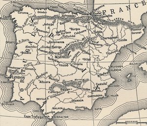 Mapa kampanii hiszpańskiej, c1807-1814, 1896 autorstwa Unbekannt
