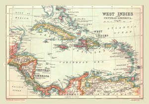 Mapa Indii Zachodnich i Ameryki Środkowej, 1902. autorstwa Unbekannt