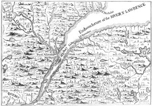 Mapa przebiegu rzeki St Lawrence aż do Quebecu, 1730 c1880 autorstwa Unbekannt