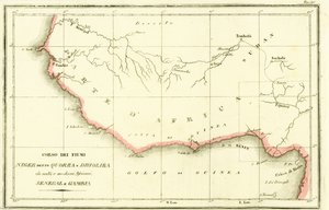 Mapa szlaków rzek Niger, Senegal i Gambia w Afryce Zachodniej autorstwa Unbekannt