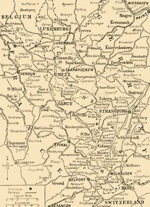 Mapa przedstawiająca granicę francusko-niemiecką, I wojna światowa, c1915, c1920. autorstwa Unbekannt