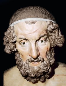 Marmurowe popiersie portretowe Homera, Romana, z Baiae, Kampania, Włochy, I-II w. autorstwa Unbekannt