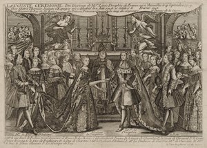 Małżeństwo Ludwika, Delfina Francji z Marią Teresą Raphaëlle, Infantką Hiszpanii w 1745 w Wersalu, 1745 autorstwa Unbekannt