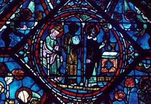 Msza św. Idziego, witraż, katedra w Chartres, Francja, 1194-1260 autorstwa Unbekannt