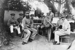 Członkowie niemieckiej orkiestry obozowej Bando w prefekturze Tokushima, ok. 1930 r. 1917. autorstwa Unbekannt