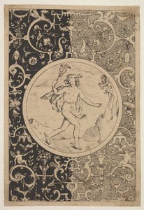 Merkury w ozdobnej ramie z groteskami, ca. 1600-1630. autorstwa Unbekannt