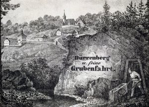 Kopalnia soli: scena pracy kopalni, Durrnberg, Austria autorstwa Unbekannt