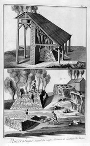 Mineralogia, wydobywanie siarki z pirytów, 1751-1777 autorstwa Unbekannt