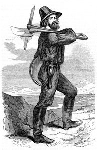 Poszukiwacz górniczy na kalifornijskich polach złota, 1853 autorstwa Unbekannt