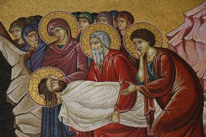 Mozaika śmierci Chrystusa w Bazylice Grobu Świętego, Jerozolima, Izrael autorstwa Unbekannt