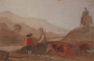 Krajobraz górski z postaciami nad jeziorem, 1825-1830. autorstwa Unbekannt