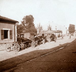 Wozy mułów z zapasami, Verdun, północna Francja, c1914-c1918 autorstwa Unbekannt