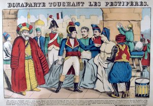 Napoleon Bonaparte z wizytą na dżumie w Jaffie, 11 marca 1799, XIX w. autorstwa Unbekannt
