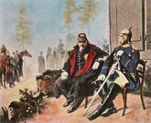 Napoleon III i Bismarck w chacie tkaczy w Donchery, 2 września 1870, 1936. autorstwa Unbekannt
